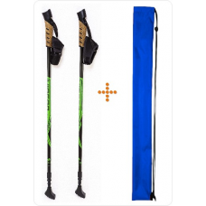 Палки для скандинавской ходьбы Vinson Plus зелёные с системой Антишок + чехол для палок